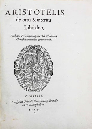 Item #10941 De ortu et interitu libri duo, Ioachino Perionio interprete : per Nicolaum Grouchium...