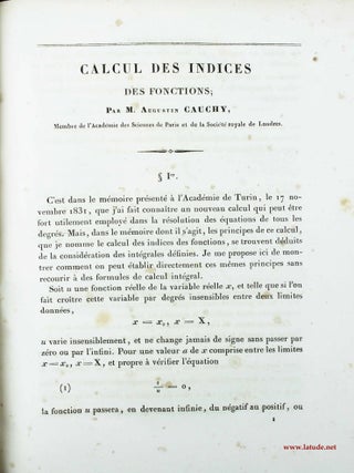 Calcul des indices des fonctions. Augustin-Louis CAUCHY.