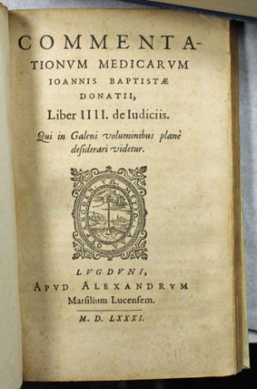 Item #11219 Commentationum medicarum liber III. De judiciis. Qui in Galeni voluminibus plane...