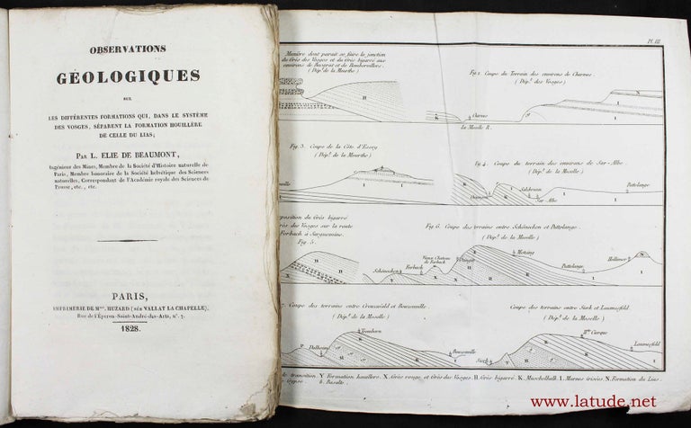 Item #11840 Observations géologiques sur les différentes formations qui, dans le système des Vosges, séparent la formation Houillère de celle du Lias. L. ELIE DE BEAUMONT.