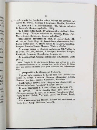 Catalogue raisonné des plantes phanérogames qui croissent naturellement dans le département de Maine et Loire contenant la synonymie des diverses flores de l'Anjou, des observations critiques et historiques, et les descriptions de quelques espèces rares ou nouvelles.