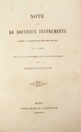 Note sur de nouveaux instruments propres à l'observation de divers organes de l'œil, ROBERT-HOUDIN.