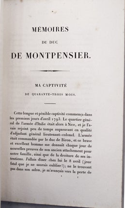 Mémoires du duc de Montpensier (Antoine-Philippe d'Orléans) prince du sang.