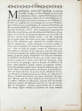 Item #12939 [Prospectus pour une démonstration d'anatomie au Collège de France.]....