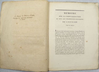 Item #13674 Mémoire sur la cristallisation et sur les propriétés physiques de l'euclase....