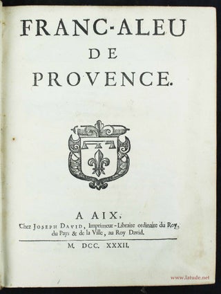 Item #13825 Franc-Aleu de Provence. Joseph-Laurent GENSOLLEN