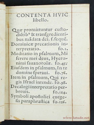 Dominicae precationis pia admodum erudita explanatio. Reliqua qu&aelig; hoc libello continentur, indicat sequens sollum.