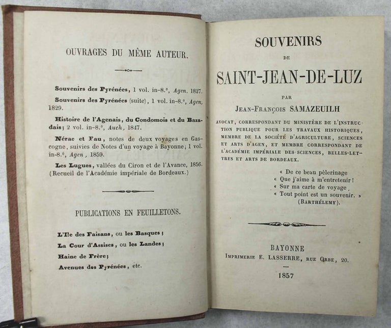 Item #14354 Souvenirs de Saint-Jean-de-Luz. Jean-François SAMAZEUILH.