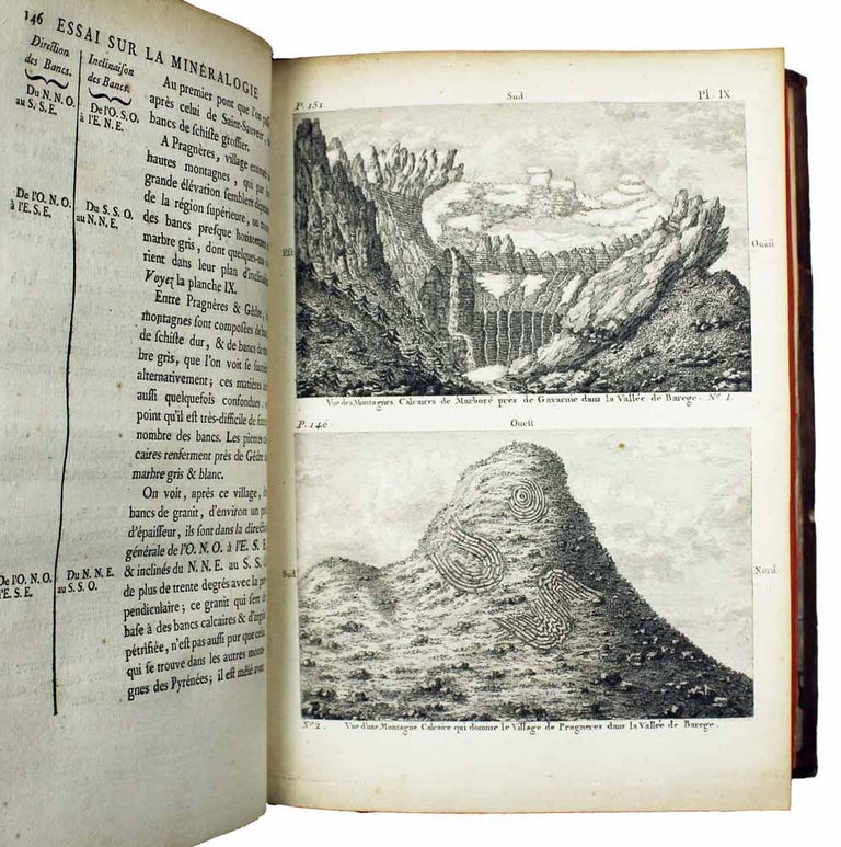 Item #14597 Essai sur la minéralogie des Monts-Pyrénées; suivi d'un catalogue des plantes observées dans cette chaîne de montagnes; ouvrage enrichi de planches et de cartes. Bernard de PALASSOU.