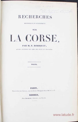 Recherches historiques et statistiques sur la Corse.