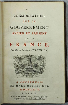 Considérations sur le gouvernement ancien et présent de la France.