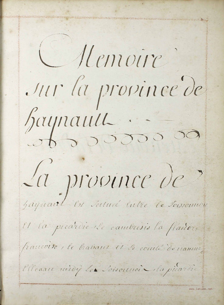 Item #15867 Mémoire sur la province de Haynault. VOISIN.