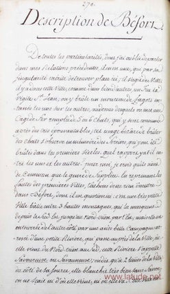 Item #15873 Description des villes que Monsieur de Roissy a parcourues pendant les vacances de...
