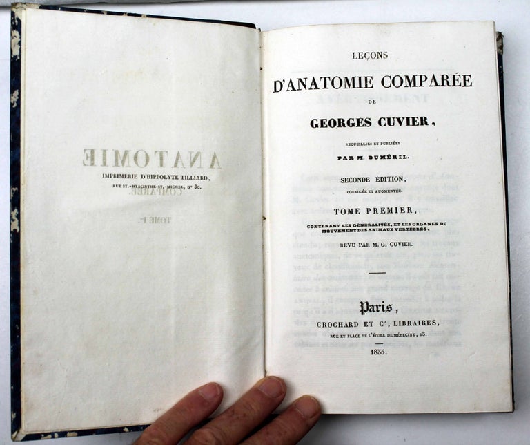 Item #15903 Leçons d'anatomie comparée recueillies et publiées par MM. Duméril et Duvernoy. Seconde édition corrigée et augmentée. Georges CUVIER.