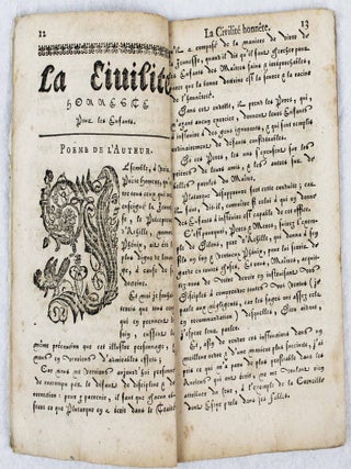 La civilit&eacute; honneste, en laquelle est mise la mani&egrave;re d'apprendre &agrave; bien lire, prononcer et &eacute;crire, et mise en meilleur ordre qu'auparavant.