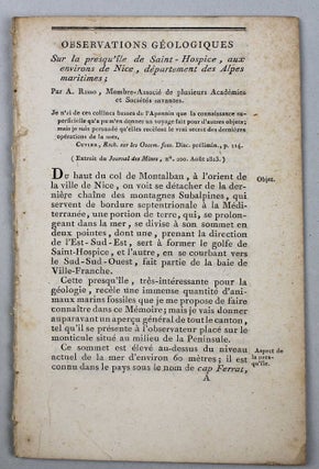 Item #15960 Observations géologiques sur la presqu'île de Saint-Hospice, aux environs de Nice,...