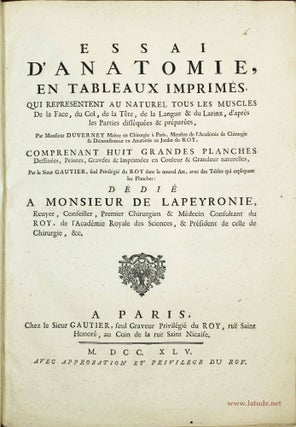 Myologie complète en couleur et grandeur naturelle, composé de l'Essai et de la suite de l'Essai d'anatomie, en tableaux imprimés.