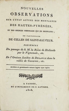 Item #16256 Nouvelles observations sur l'état actuel des montagnes des Hautes-Pyrénées et des...