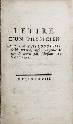 Item #16405 Lettre d'un physicien sur la philosophie de Neuton, mise à la portée de tout le...