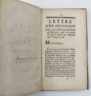 Lettre d'un physicien sur la philosophie de Neuton, mise à la portée de tout le monde par Monsieur de Voltaire.