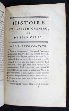 Histoire d'Elisabeth Canning et de Jean Calas.