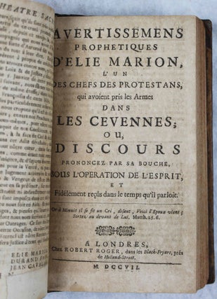 Item #16448 Le théâtre sacré des Cévennes ; ou récit de diverses merveilles nouvellement...