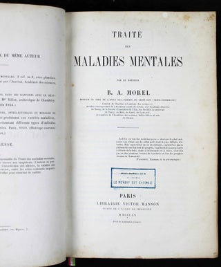 Item #16640 Traité des maladies mentales. B. A. MOREL
