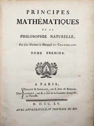 Item #16761 Principes mathématiques de la philosophie naturelle. Emilie CHATELET, NEWTON,...