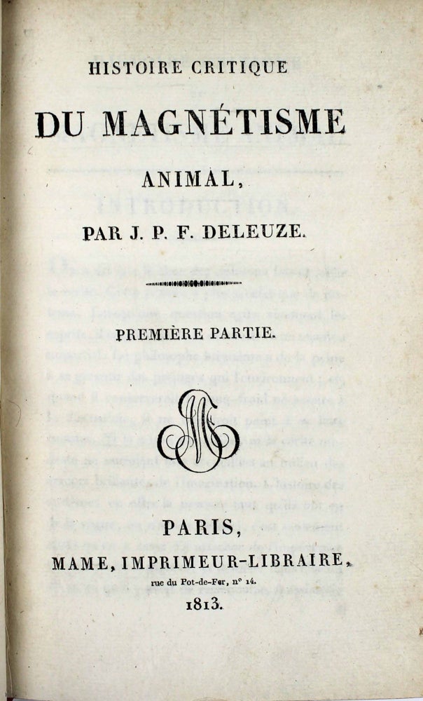 Item #16824 Histoire critique du magnétisme animal. J. P. F. DELEUZE.