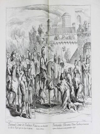 Divers sujets tir&eacute;s de l'Histoire de Toulouse represent&eacute;s en desseins par Raymond la Fage et grav&eacute;s par Fran&ccedil;ois Ertinger.