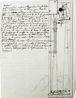 Item #16857 Lettre autographe illustrée sur son hygromètre. RICHER