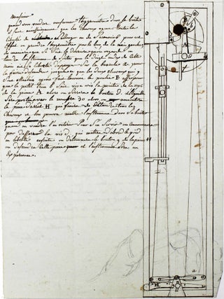 Item #16857 Lettre autographe illustr&eacute;e sur son hygrom&egrave;tre. RICHER