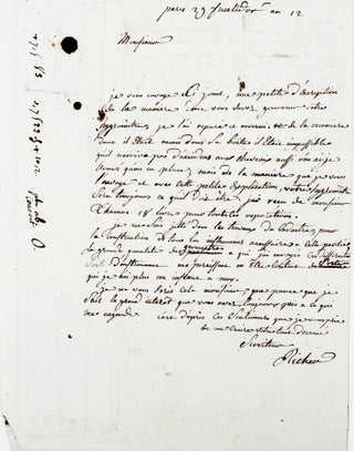 Lettre autographe illustrée sur son hygromètre.