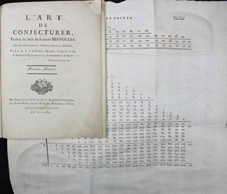 Item #17099 L'art de conjecturer, traduit du latin de Jacques Bernoulli, avec des observations,...