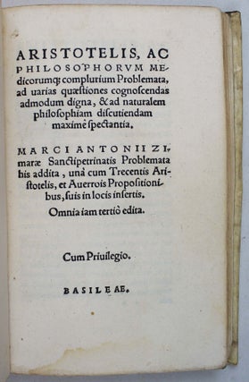 Item #17264 Aristotelis, ac philosophorum medicorumque complurium problemata, ad varias...