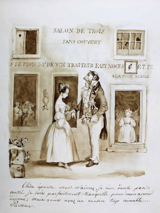 27 lavis de caricatures. DAUMIER GAVARNI, BOUCHOT.