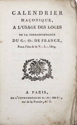 Item #17418 Calendrier maçonique, à l'usage des loges de la correspondance du G......