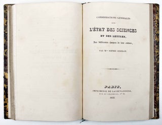 Item #17548 Considérations générales sur l'état des sciences et des lettres, aux différentes...
