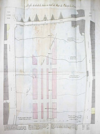 Projet du Palais de Justice de Lyon, et mémoire sur le choix de son emplacement, soit à la place de Roanne, soit sur les roches de la Saône, en aval du Pont du Change. Accompagné de onze planches gravées