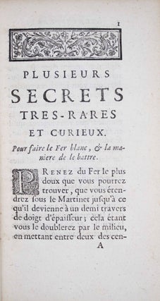 Plusieurs secrets rares et curieux, pour la guérison des maladies, pour la métallique, l'oeconomique & les teintures, la médecine du Flos-caeli & autres curiosités.