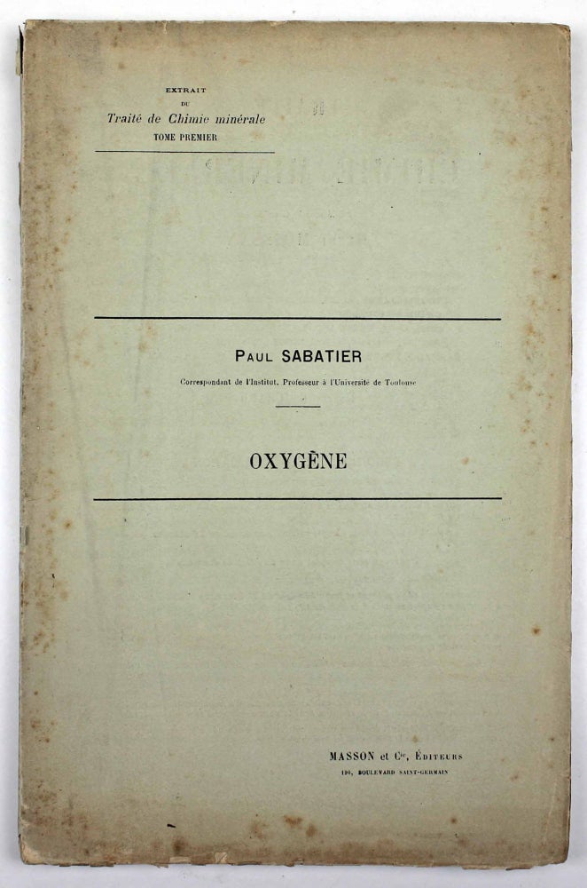 Item #17648 Oxygène. Paul SABATIER.