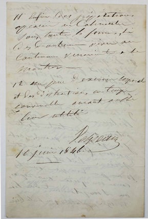 Item #17738 Ordonnance autographe signée. Alfred VELPEAU