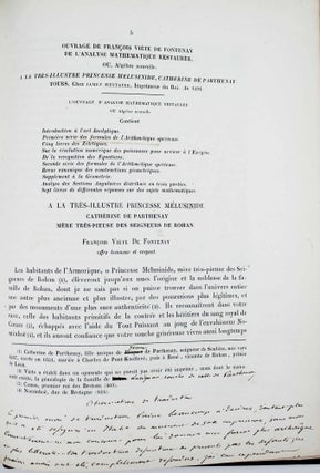 Item #17749 Introduction à l'art analytique par François Viète....