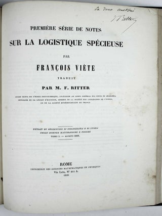 Introduction &agrave; l'art analytique par Fran&ccedil;ois Vi&egrave;te. [reli&eacute; avec :] Premi&egrave;re s&eacute;rie de notes sur la logistique sp&eacute;cieuse par Fran&ccedil;ois Vi&egrave;te.