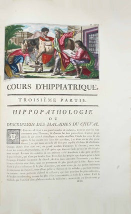 Cours d'hippiatrique, ou traité complet de la médecine des chevaux, orné de soixante & cinq planches gravées avec soin.