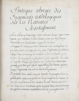 Item #17792 Pratique abrégée des jugements astrologiques sur les nativités. Henri de...