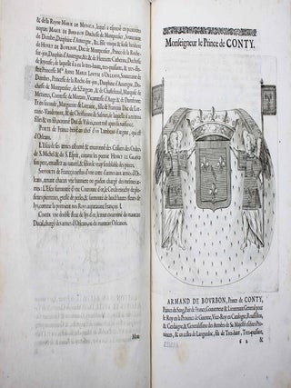 Recueil des tiltres, qualit&eacute;s, blazons et armes des seigneurs barons des Estats G&eacute;n&eacute;raux de la province de Languedoc tenus par son Altesse S&eacute;r&eacute;nissisme Monseigneur le Prince de Conty, en la ville de Montpellier, l'ann&eacute;e 1654.