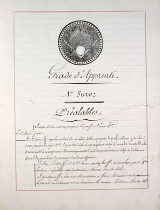 Item #17957 Rit français. Grades symboliques. Apprenti 1er grade. Premier surveillant....