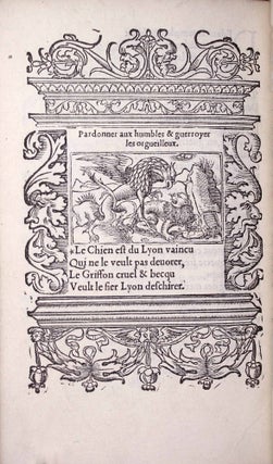 Hecatomgraphie, c'est à dire les descriptions de cent figures & hystoires, contenans plusieurs apophthegmes, proverbes, entences & dictz tant des Anciens, que des modernes.