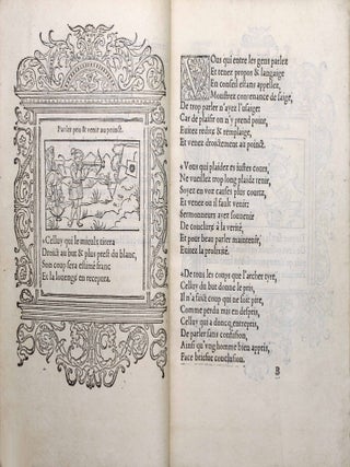 Hecatomgraphie, c'est &agrave; dire les descriptions de cent figures & hystoires, contenans plusieurs apophthegmes, proverbes, entences & dictz tant des Anciens, que des modernes.